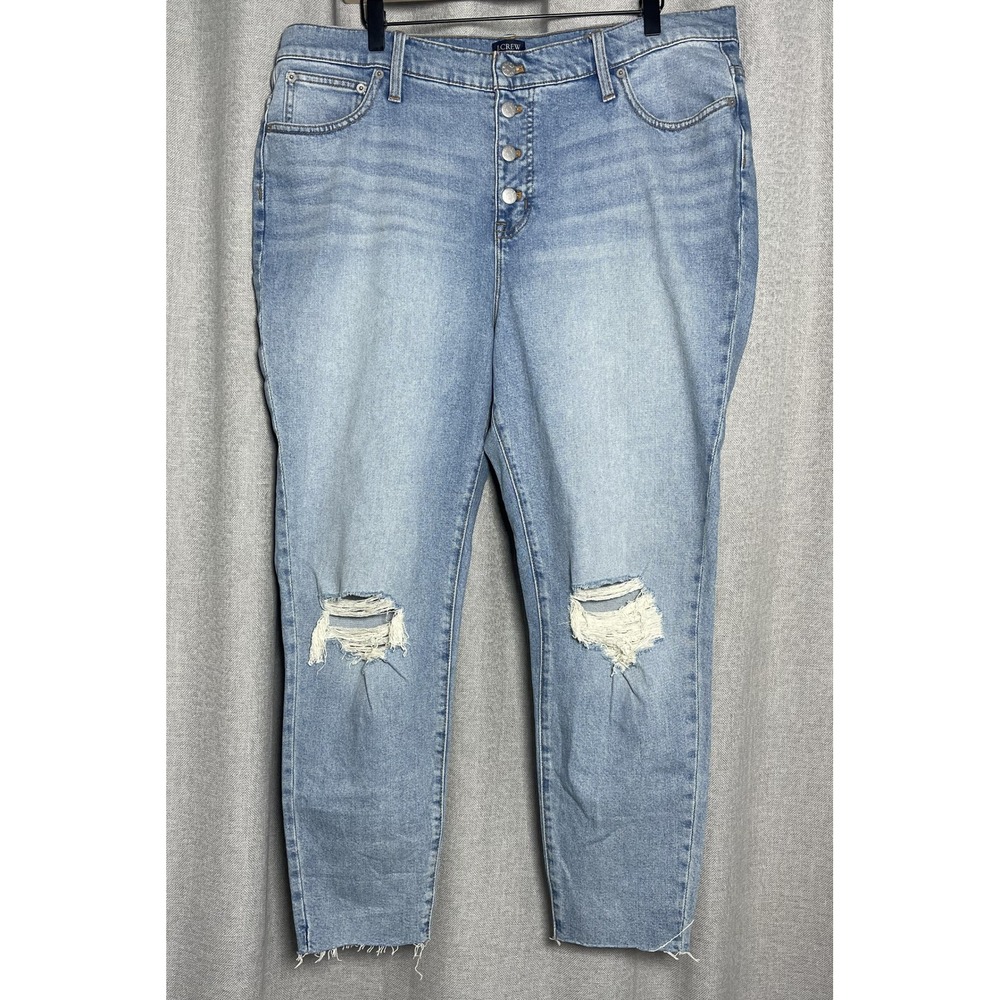 J.Crew High Rise Skinny Jeans Women's 34 NWT Distressed Button Fly Raw Hem